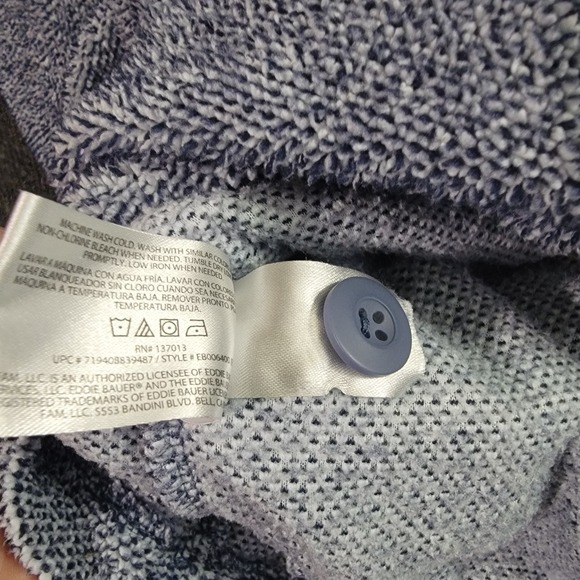 Eddie Bauer Women's‎ Fleece Button Front Sweatshirt XL Blue Hiking Outdoors - Picture 8 of 8